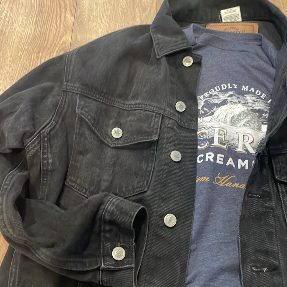 Great Oversized Black Denim Jacket - image 2